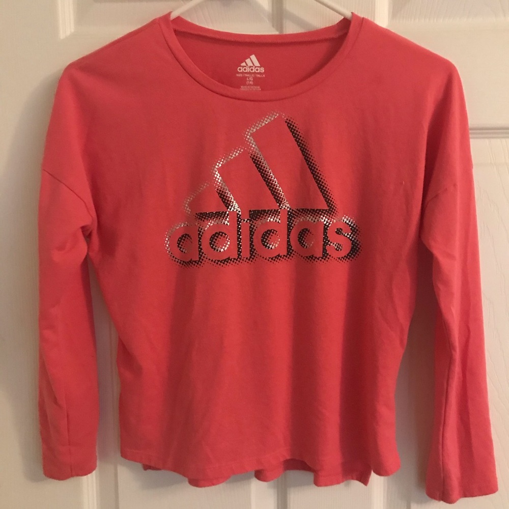 💕BOGO 1/2!9ff.Girls Adidas shirt. Worn 2x. Sz L 14